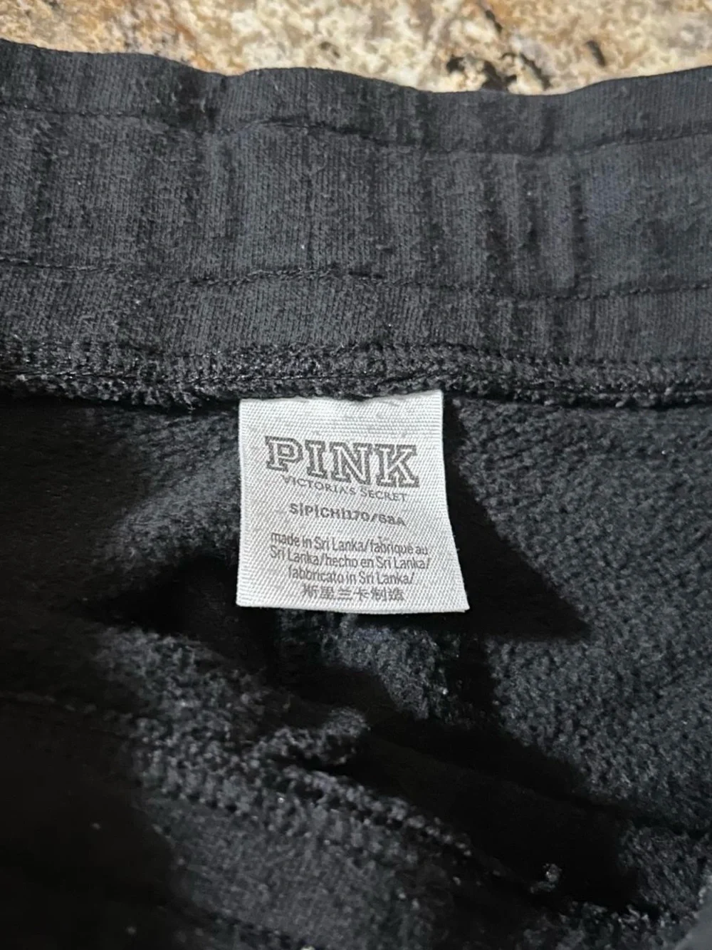 PINK Victoria's Secret Black Joggers with White Lettering